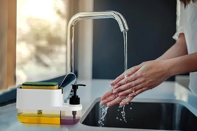 3-in-1 Soap Dispenser for Kitchen Sink | Countertop Organizer with Sponge Holder