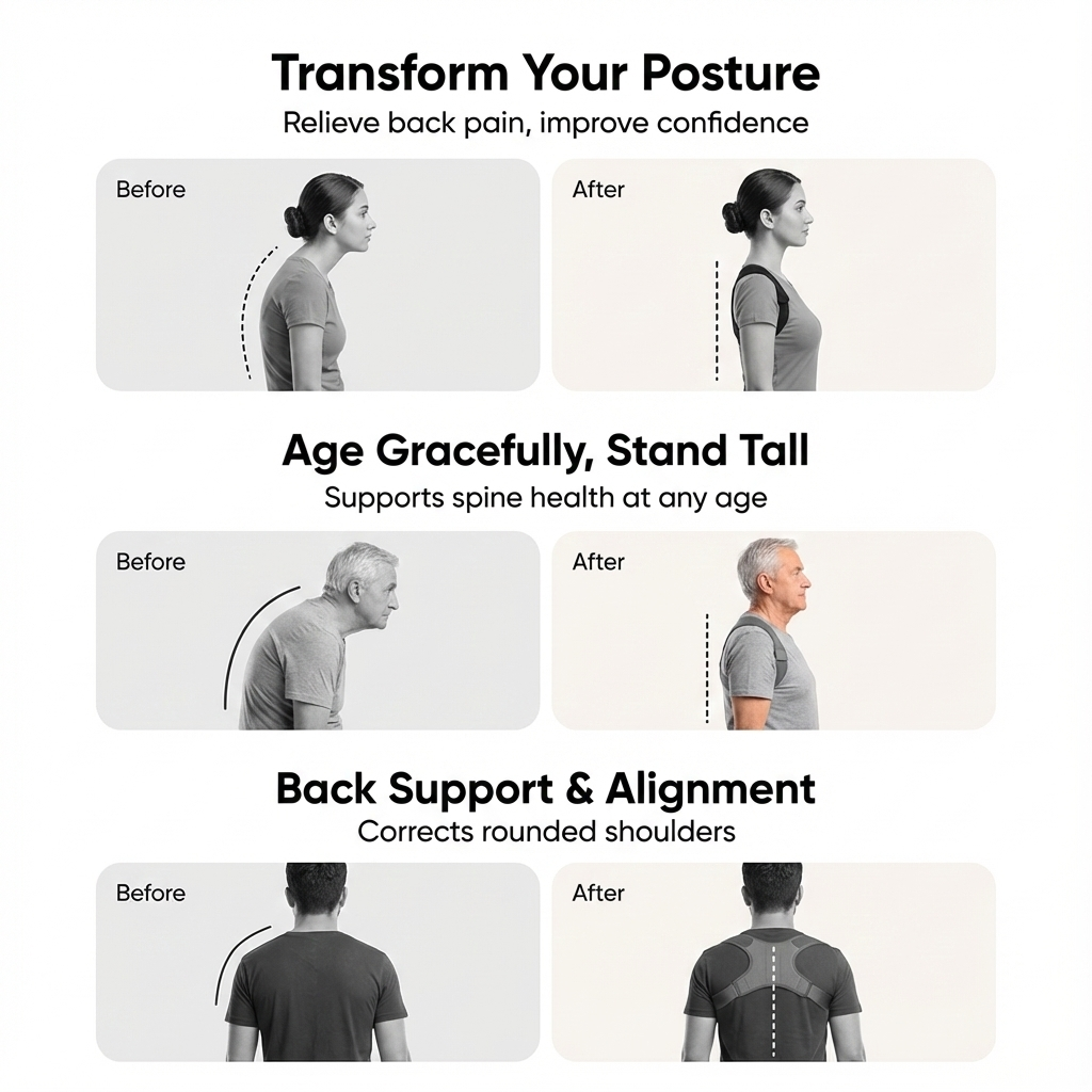 Posture Corrector for Men & Women: Adjustable Upper Back Straightener & Clavicle Support